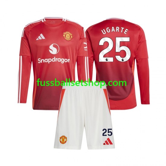 Günstige Fußball Trikotsatz Manchester United Manuel Ugarte 25 Kinder Heimtrikot 2024-2025 Langarm