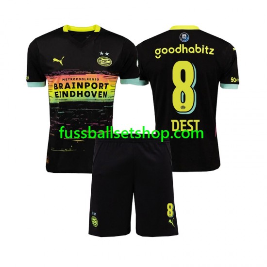 Günstige Fußball Trikotsatz PSV Eindhoven Sergino Dest 8 Kinder Auswärtstrikot 2024-2025 Kurzarm