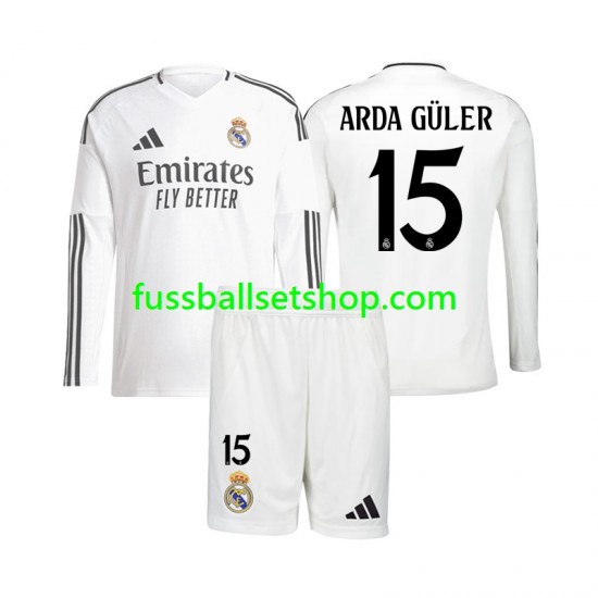 Günstige Fußball Trikotsatz Real Madrid Arda Guler 15 Kinder Heimtrikot 2024-2025 Langarm
