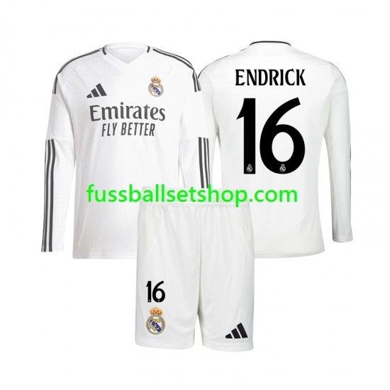 Günstige Fußball Trikotsatz Real Madrid Endrick 16 Kinder Heimtrikot 2024-2025 Langarm