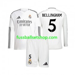 Günstige Fußball Trikotsatz Real Madrid Jude Bellingham 5 Kinder Heimtrikot 2024-2025 Langarm