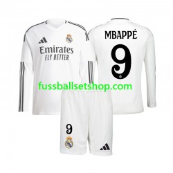 Günstige Fußball Trikotsatz Real Madrid Mbappé 9 Kinder Heimtrikot 2024-2025 Langarm
