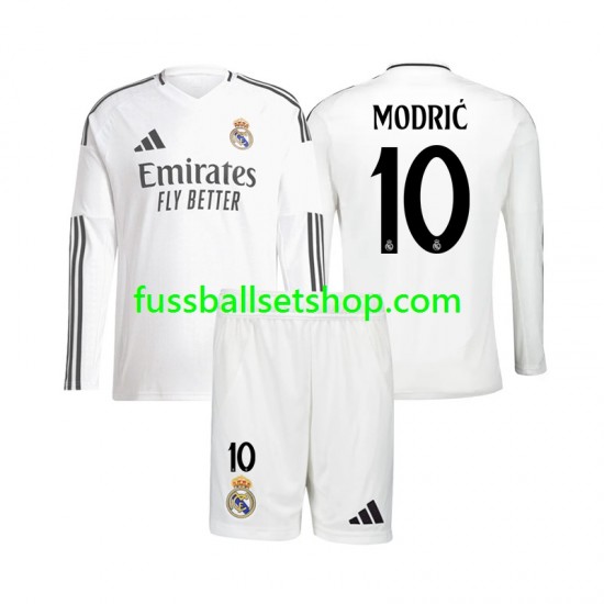 Günstige Fußball Trikotsatz Real Madrid Modrić 10 Kinder Heimtrikot 2024-2025 Langarm