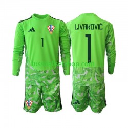 Günstige Fußball Trikotsatz Kroatien Dominik Livakovic 25 Torwart Kinder Heimtrikot 2026-2027 Langarm