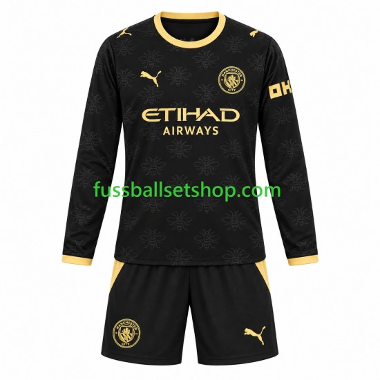 Günstige Fußball Trikotsatz Manchester City  Kinder Auswärtstrikot 2026-2027 Langarm