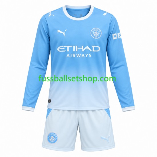 Günstige Fußball Trikotsatz Manchester City  Kinder Heimtrikot 2026-2027 Langarm