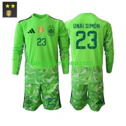 Günstige Fußball Trikotsatz Spanien Unai Simon 23 Torwart Kinder Ausweichtrikot 2026-2027 Langarm