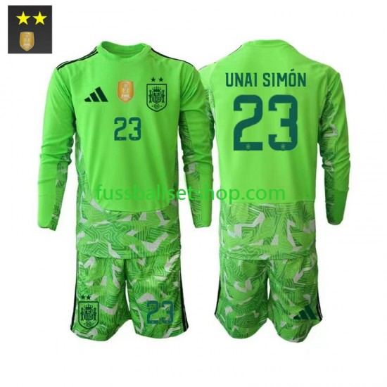 Günstige Fußball Trikotsatz Spanien Unai Simon 23 Torwart Kinder Ausweichtrikot 2026-2027 Langarm