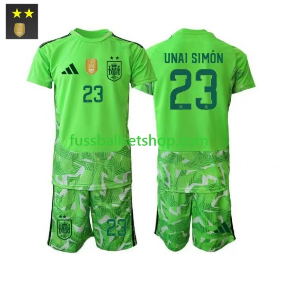 Günstige Fußball Trikotsatz Spanien Unai Simon 23 Torwart Kinder Ausweichtrikot 2026-2027 Kurzarm Günstige Fußball Trikotsatz Spanien Unai Simon 23 Torwart Kinder Ausweichtrikot 2026-2027 Kurzarm