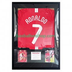 Cristiano Ronaldo Nr. 7 Manchester United Retro Champions-League-Trikot 2007 Gerahmtes Fußballtrikot