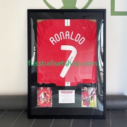 Cristiano Ronaldo Nr. 7 Manchester United Retro Champions-League-Trikot 2007 Gerahmtes Fußballtrikot
