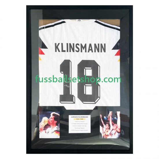 Jürgen Klinsmann Nr. 18 Deutschland Retro Heimtrikot 1990 Gerahmtes Fußballtrikot