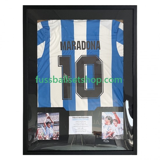 Diego Maradona Nr. 10 Argentinien Retro Heimtrikot 1986 Gerahmtes Fußballtrikot