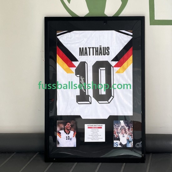 Matthäus Nr. 10 Deutschland Retro Heimtrikot 1990 Gerahmtes Fußballtrikot