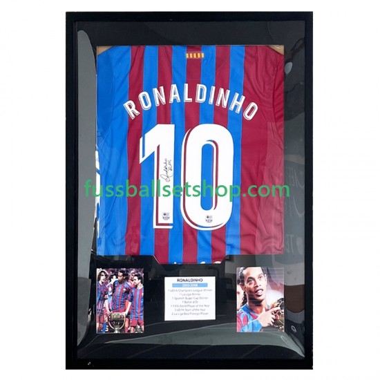 Ronaldinho Nr. 10 FC Barcelona Heimtrikot 2021 Gerahmtes Fußballtrikot