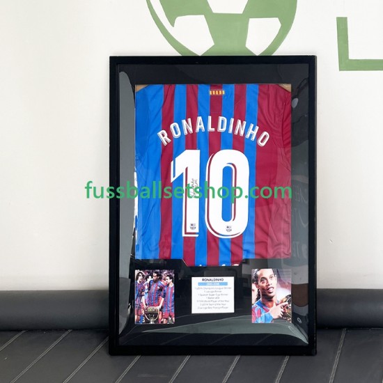 Ronaldinho Nr. 10 FC Barcelona Heimtrikot 2021 Gerahmtes Fußballtrikot