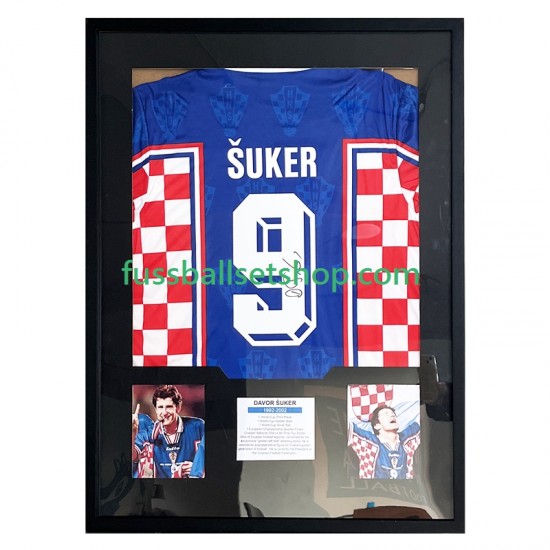 Davor Šuker Nr. 9 Kroatien Retro Auswärtstrikot 2006 Gerahmtes Fußballtrikot