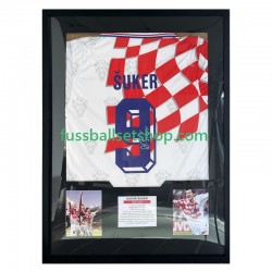 Davor Šuker Nr. 9 Kroatien Retro Heimtrikot 2006 Gerahmtes Fußballtrikot