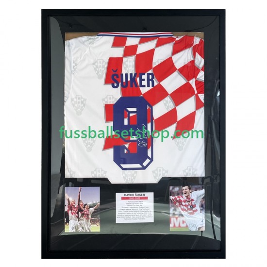 Davor Šuker Nr. 9 Kroatien Retro Heimtrikot 2006 Gerahmtes Fußballtrikot