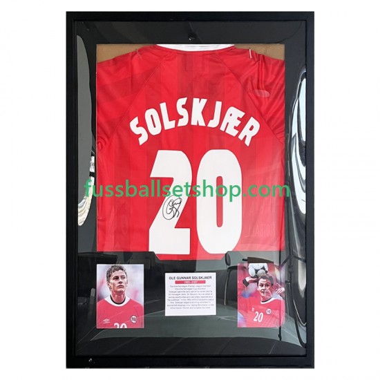 Solskjær Nr. 20 Norwegen Retro Heimtrikot 1998 Gerahmtes Fußballtrikot