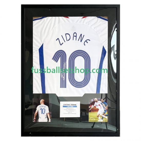 Zidane Nr. 10 Frankreich Retro Auswärtstrikot 1998 Gerahmtes Fußballtrikot