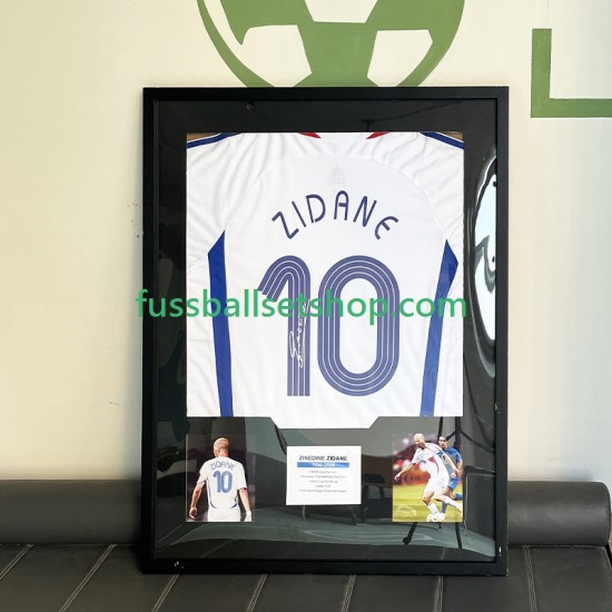 Zidane Nr. 10 Frankreich Retro Auswärtstrikot 1998 Gerahmtes Fußballtrikot