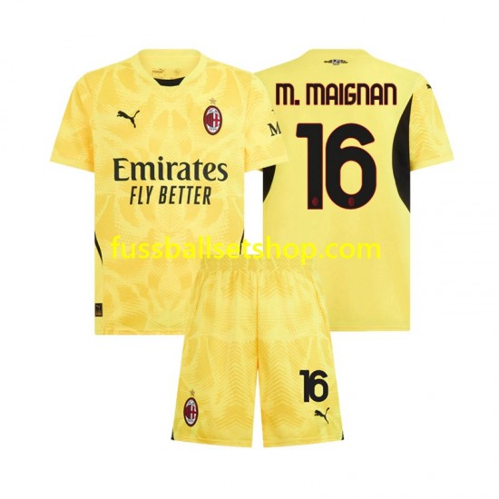 Günstige Fußball Trikotsatz AC Mailand Mike Maignan 16 Torwart Kinder Auswärtstrikot 2024-2025 Kurzarm