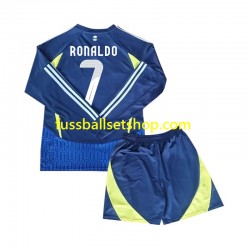 Günstige Fußball Trikotsatz Al Nassr Cristiano Ronaldo 7 Kinder Auswärtstrikot 2024-2025 Langarm