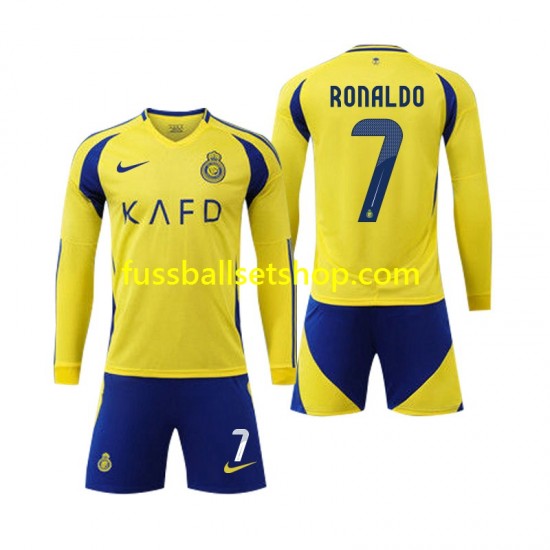 Günstige Fußball Trikotsatz Al Nassr Cristiano Ronaldo 7 Kinder Heimtrikot 2024-2025 Langarm