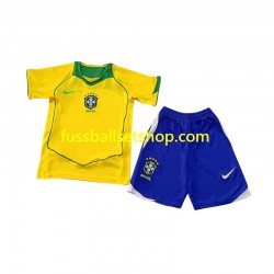 Günstige Fußball Trikotsatz Brasilien 2004 Retro Kinder Heimtrikot Kurzarm