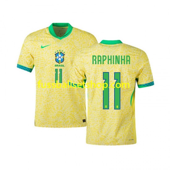 Günstige Fußball Trikotsatz Brasilien RAPHINHA 11 Herren Heimtrikot 2024 Kurzarm