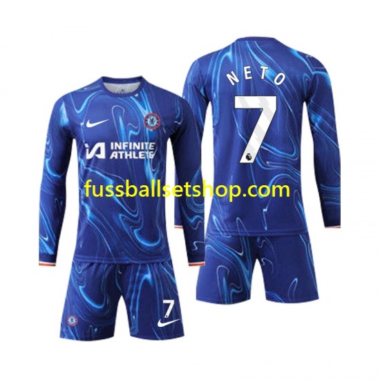 Günstige Fußball Trikotsatz Chelsea Neto 7 Kinder Heimtrikot 2024-2025 Langarm