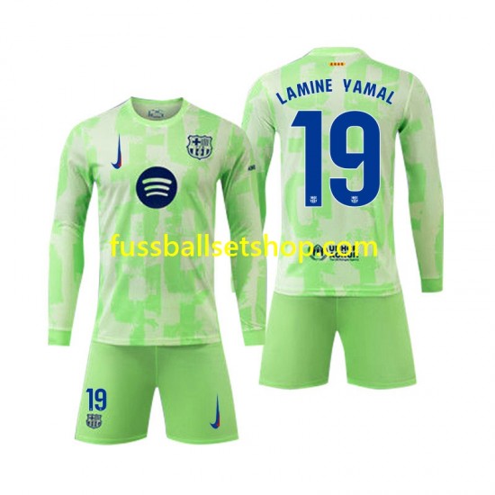Günstige Fußball Trikotsatz FC Barcelona Lamine Yamal 19 Kinder Ausweichtrikot 2024-2025 Langarm