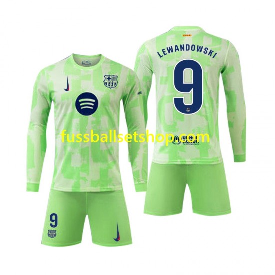 Günstige Fußball Trikotsatz FC Barcelona Robert Lewandowski 9 Kinder Ausweichtrikot 2024-2025 Langarm