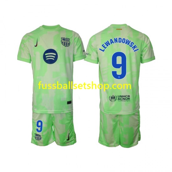 Günstige Fußball Trikotsatz FC Barcelona Robert Lewandowski 9 Kinder Ausweichtrikot 2024-2025 Kurzarm