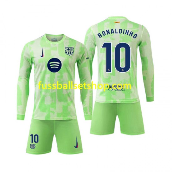 Günstige Fußball Trikotsatz FC Barcelona Ronaldinho 10 Kinder Ausweichtrikot 2024-2025 Langarm