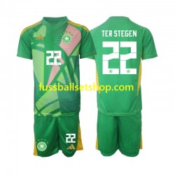 Günstige Fußball Trikotsatz Deutschland Ter Stegen 22 Torwart Kinder Ausweichtrikot 2024-2025 Kurzarm