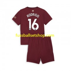 Günstige Fußball Trikotsatz Manchester City RODRIGO 16 Kinder Ausweichtrikot 2024-2025 Kurzarm