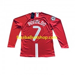 Günstige Fußball Trikotsatz Manchester United Cristiano Ronaldo 7 Champion League 2007 Retro Herren Heimtrikot Langarm