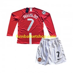 Günstige Fußball Trikotsatz Manchester United Cristiano Ronaldo 7 Champion League 2007 Retro Kinder Heimtrikot Langarm