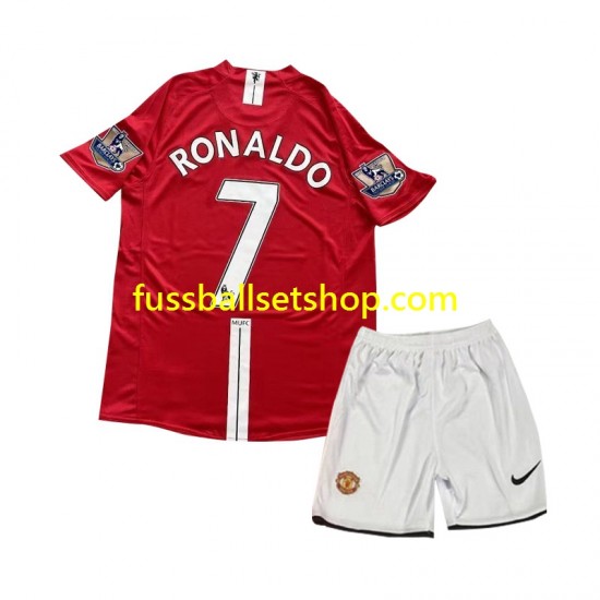 Günstige Fußball Trikotsatz Manchester United Cristiano Ronaldo 7 2007 Retro Kinder Heimtrikot Kurzarm