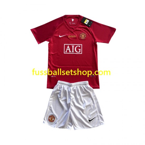 Günstige Fußball Trikotsatz Manchester United Champion League 2007 Kinder Heimtrikot Kurzarm