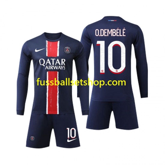 Günstige Fußball Trikotsatz Paris Saint-Germain O Dembele 10 Kinder Heimtrikot 2024-2025 Langarm