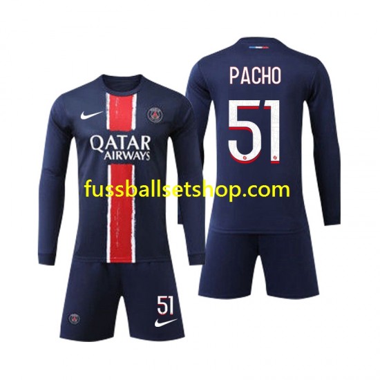 Günstige Fußball Trikotsatz Paris Saint-Germain Pacho 51 Kinder Heimtrikot 2024-2025 Langarm