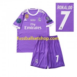 Günstige Fußball Trikotsatz Real Madrid Cristiano Ronaldo 7 2016 Retro Kinder Auswärtstrikot Kurzarm