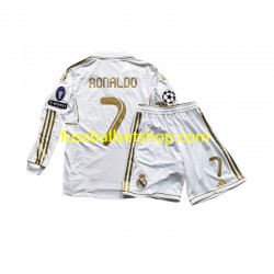 Günstige Fußball Trikotsatz Real Madrid Cristiano Ronaldo 7 Kinder Heimtrikot 2011 Langarm