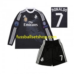 Günstige Fußball Trikotsatz Real Madrid Cristiano Ronaldo 7 2014 Retro Kinder Ausweichtrikot Langarm