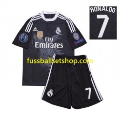 Günstige Fußball Trikotsatz Real Madrid Cristiano Ronaldo 7 2014 Retro Kinder Ausweichtrikot Kurzarm