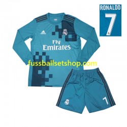 Günstige Fußball Trikotsatz Real Madrid Cristiano Ronaldo 7 2017 Retro Kinder Ausweichtrikot Langarm