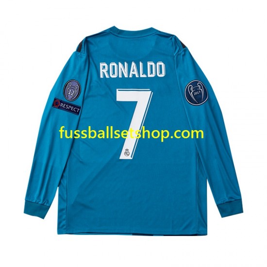 Günstige Fußball Trikotsatz Real Madrid Cristiano Ronaldo 7 2017 Retro Kinder Ausweichtrikot Langarm